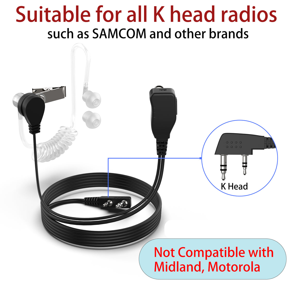 SM008 Walkie Talkie Earpiece with Mic-1 Pack