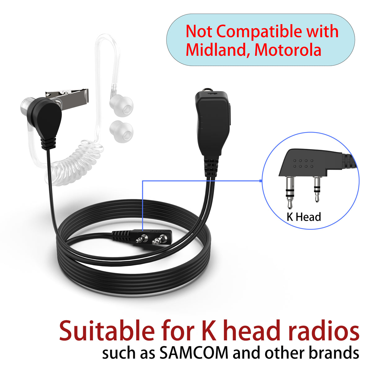 SM008 Walkie Talkie Earpiece with Mic-2 Pack